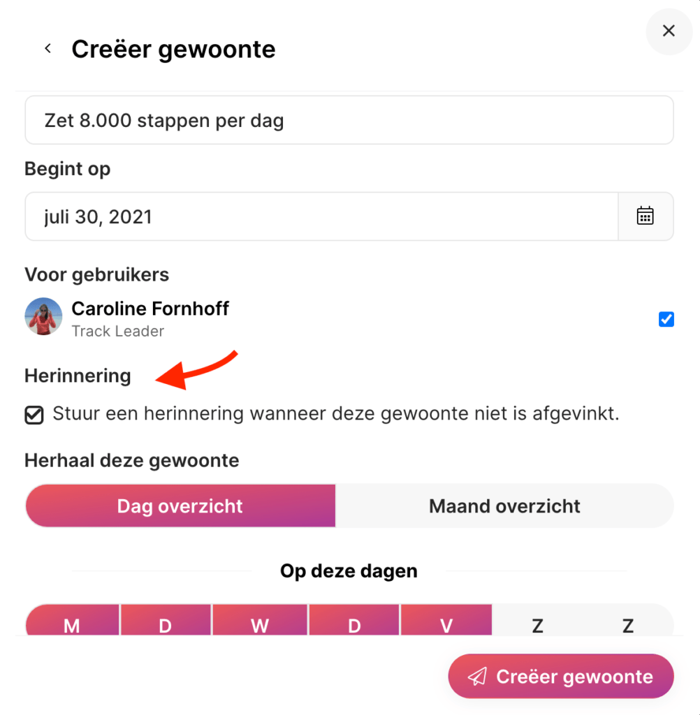 Herinnering gewoonte