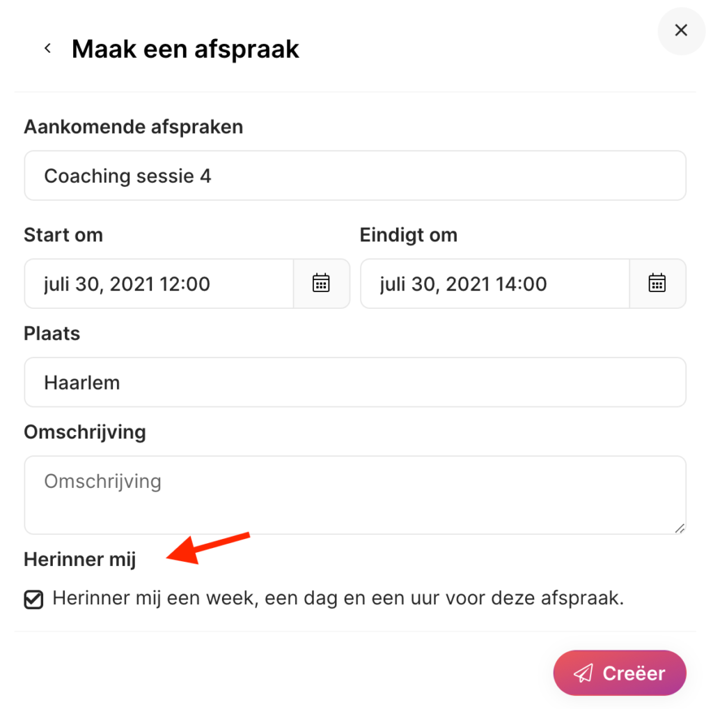 Herinner afspraak
